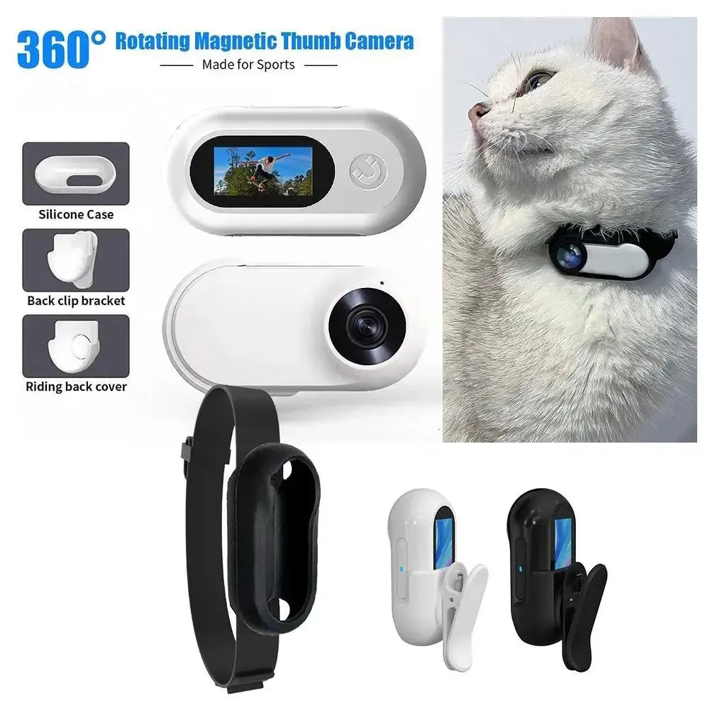 170° Cat Collar Action Camera – Mini Pet Cam with Video