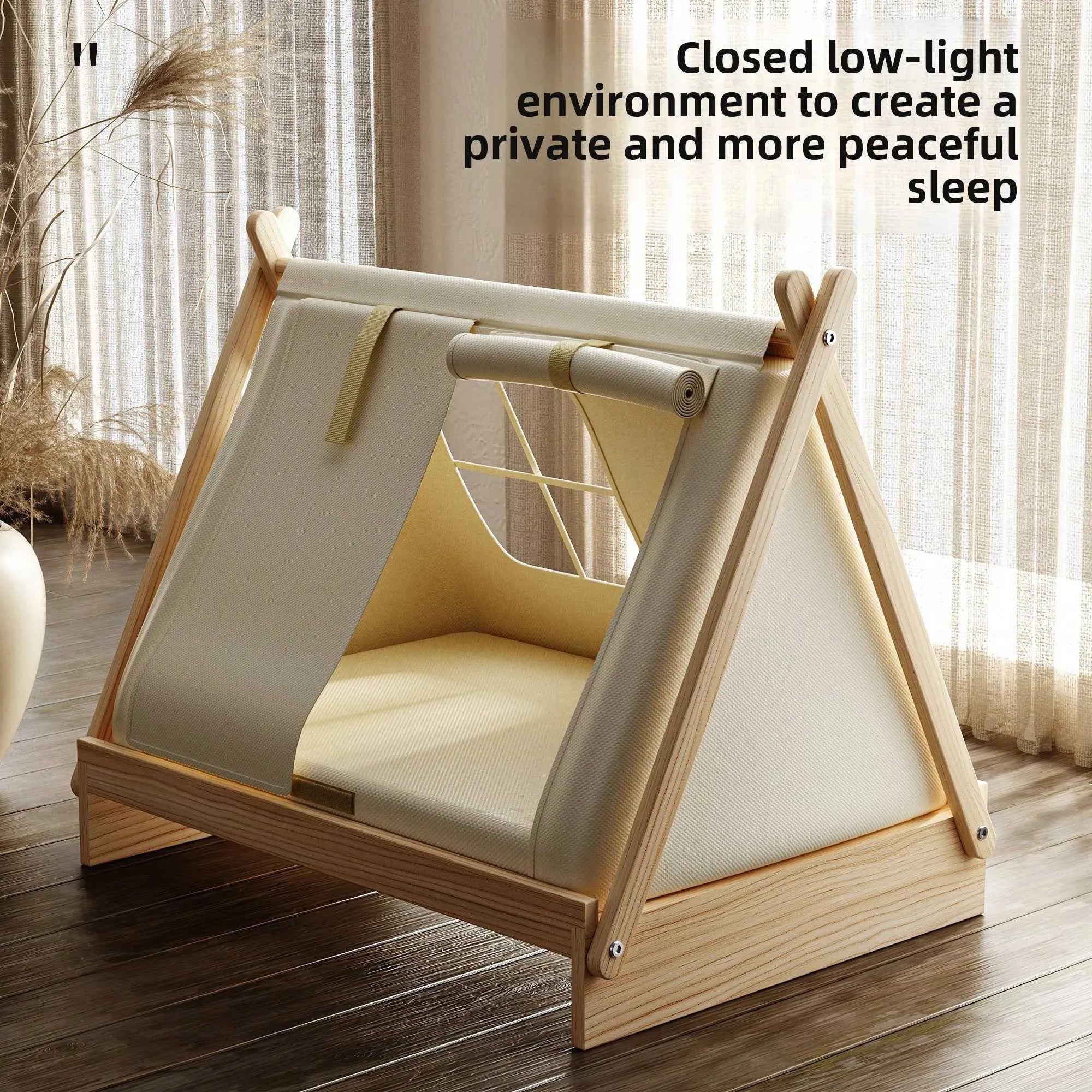 Luxury Solid Wood Pet Bed – Enclosed Pet Tent House