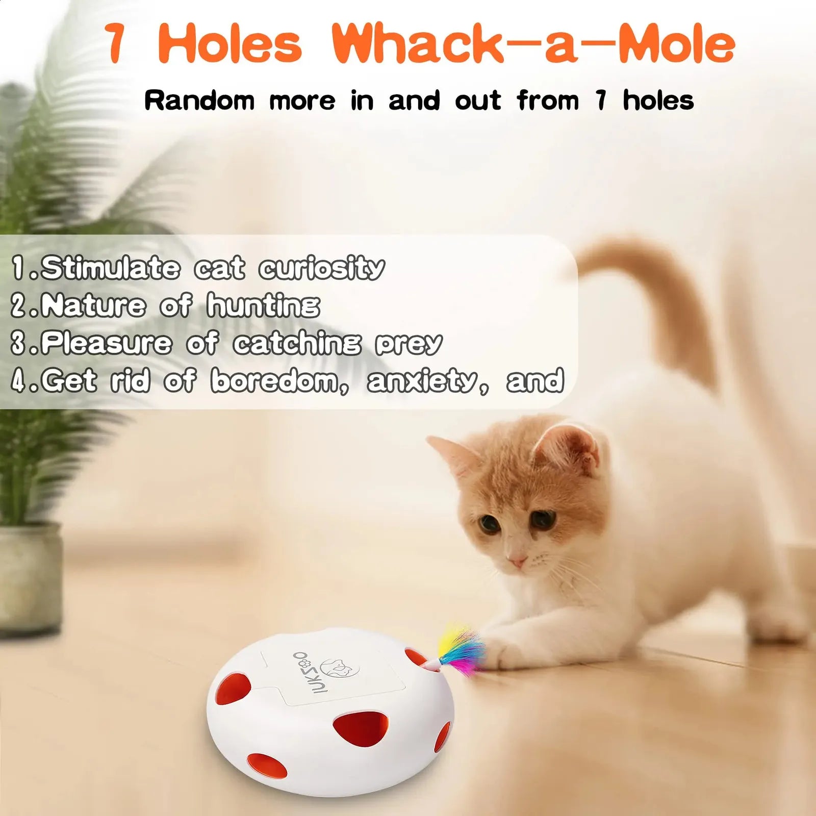NKZOO Cat Toys Interactive Cat Toys for Indoor Cats Smart Interactive Kitten Toy Automatic 7 Holes Mice Whack-A-Mole