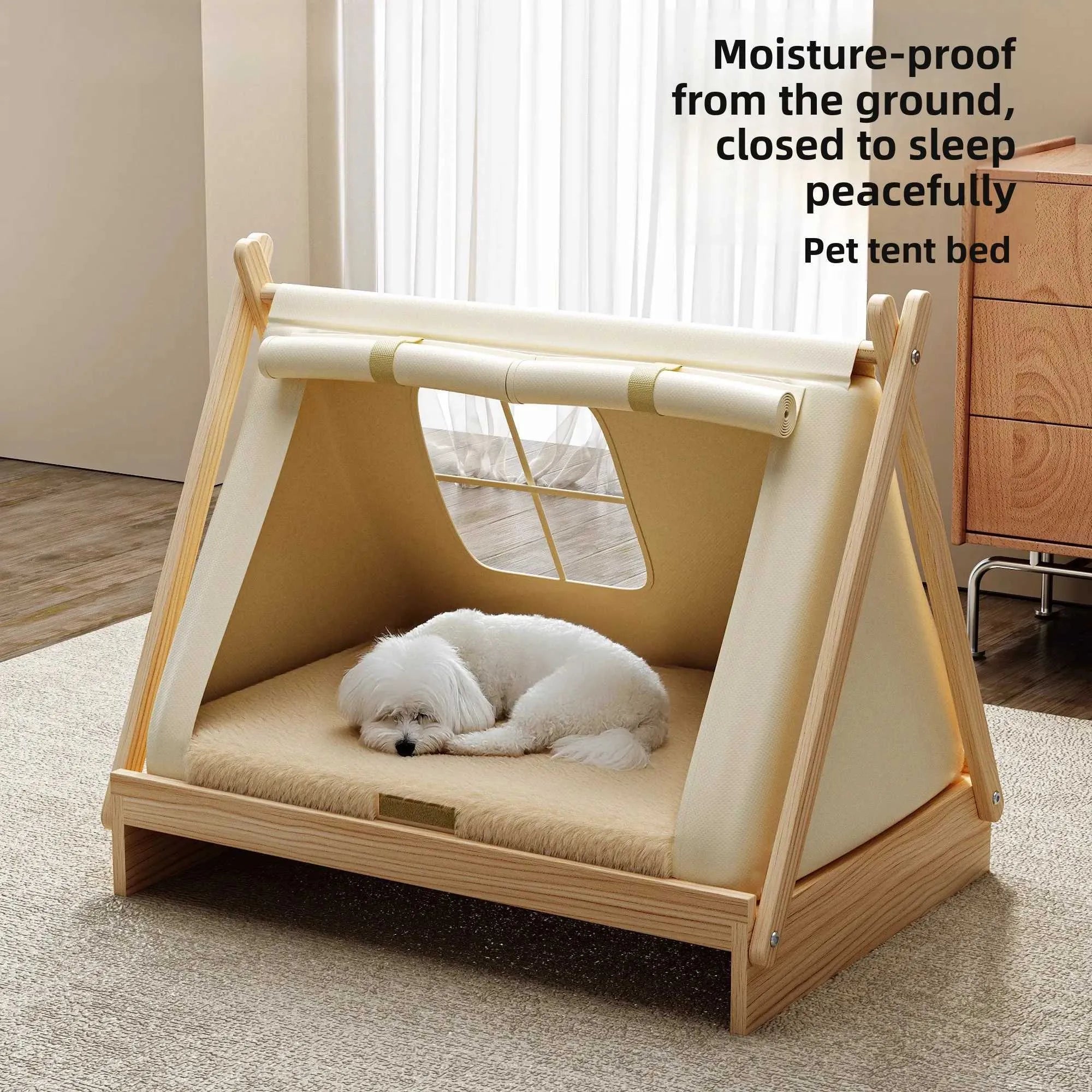 Luxury Solid Wood Pet Bed – Enclosed Pet Tent House